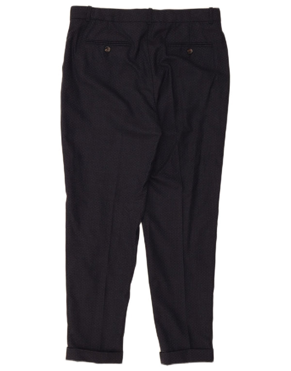 Massimo Dutti Pantalón Traje Mujer EU 38 Small W28 L26 Azul Marino Moteado