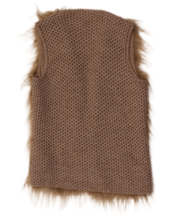 Benetton Cárdigan Sin Mangas para Mujer UK 40 Small Beige