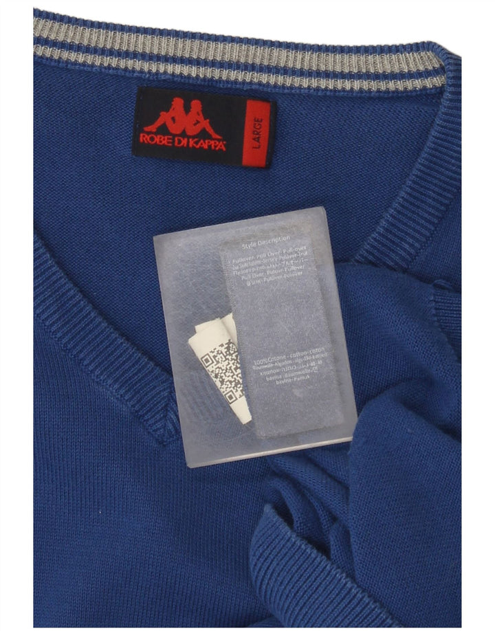 Jersey Kappa para Hombre con Cuello en V Grande Azul de Algodón