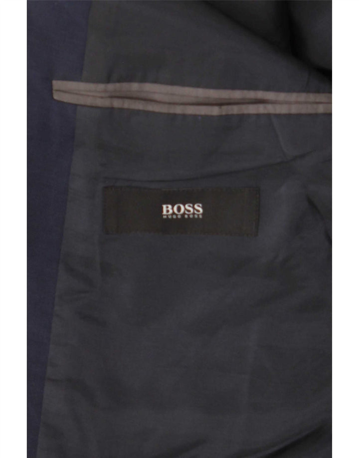 Hugo Boss Chaqueta tipo blazer de 2 botones para hombre EU 46 Small Lana virgen azul marino