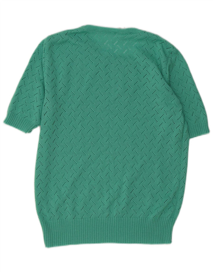 Vintage mujer cuello redondo jersey suéter IT 44 medio verde poliacrílico