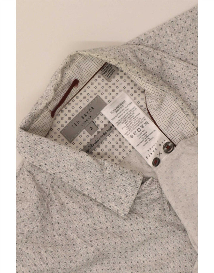 Ted Baker Camisa para hombre Talla 3 Algodón manchado gris medio