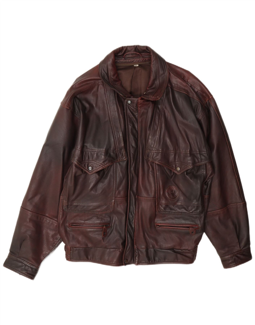 Chaqueta de cuero vintage para hombre IT 50 Grande Borgoña