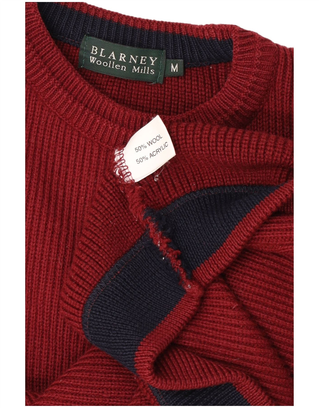 Blarney - Jersey de cuello redondo para hombre de lana burdeos medio