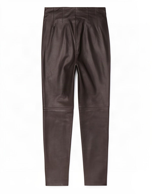 Zara Mujer Pantalones De Cuero Pitillo Pequeños W26 L27 Poliéster Negro