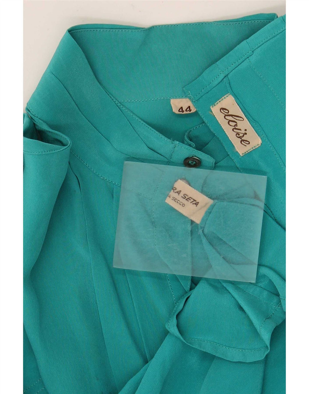 Blusa vintage para mujer IT 44 Seda mediana turquesa