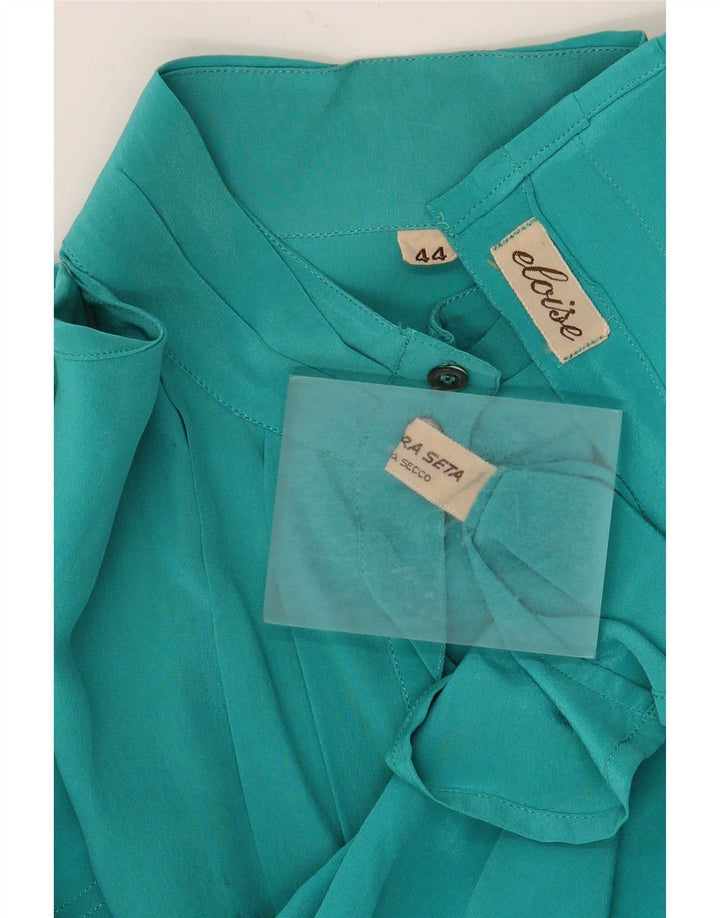 Blusa vintage para mujer IT 44 Seda mediana turquesa