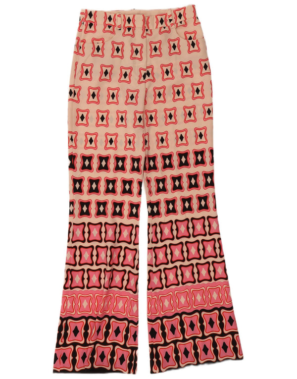 Zara Mujer Pantalones Casuales Acampanados De Cintura Alta Mediano W28 L31 Rosa Geométrico