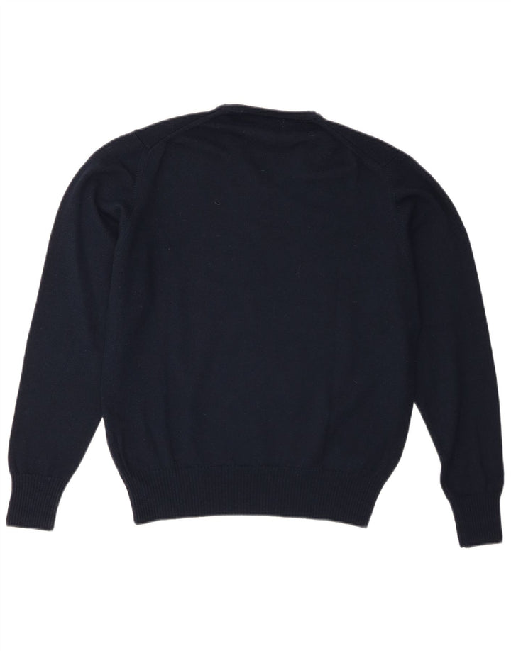 Zara Hombre Jersey Con Cuello En V De Lana Azul Marino Medio