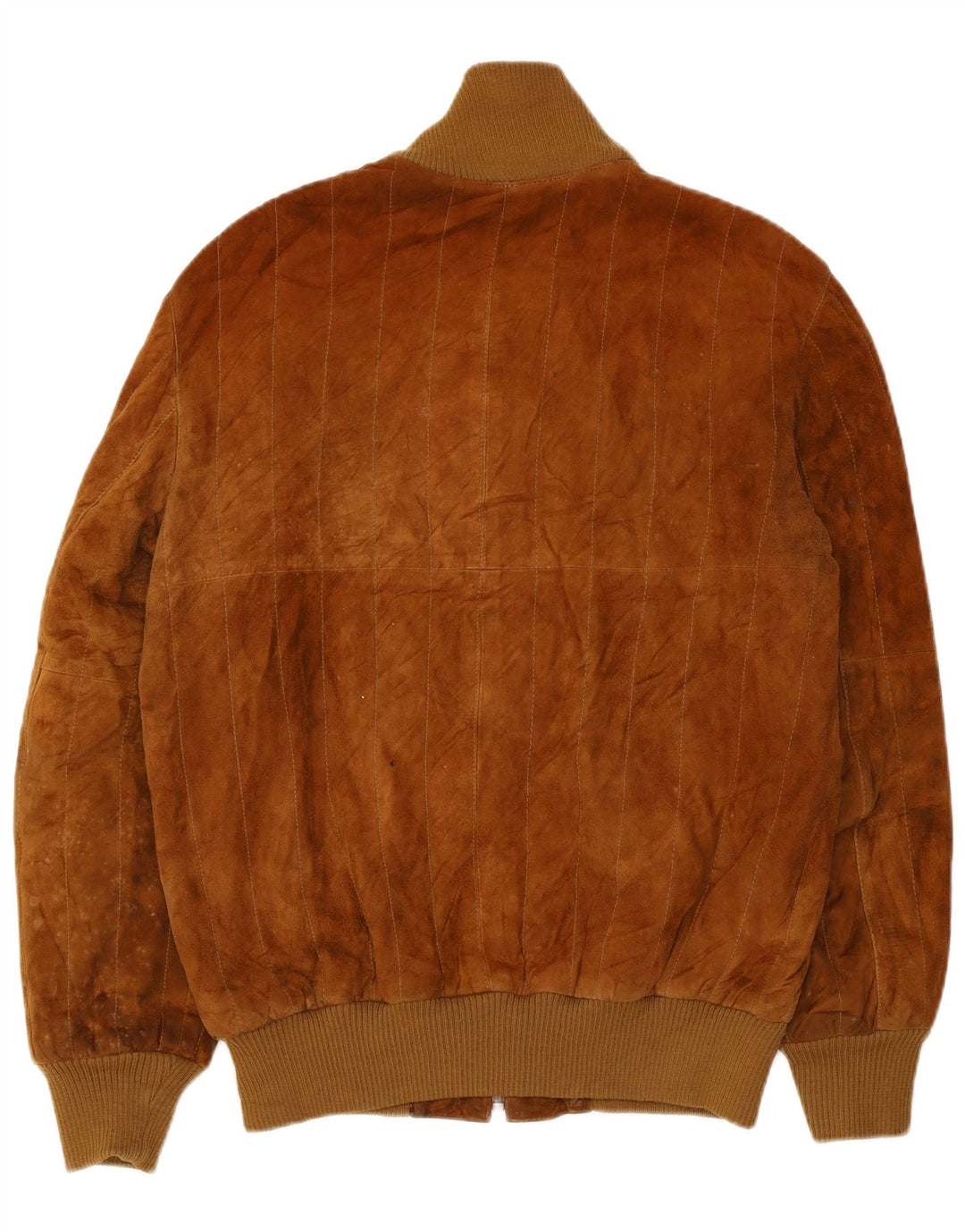 Vintage hombres ante bomber chaqueta IT 48 cuero marrón medio