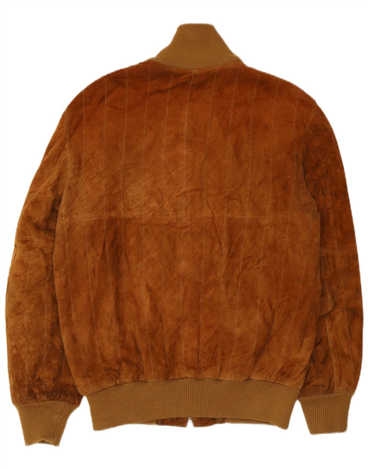 Vintage hombres ante bomber chaqueta IT 48 cuero marrón medio