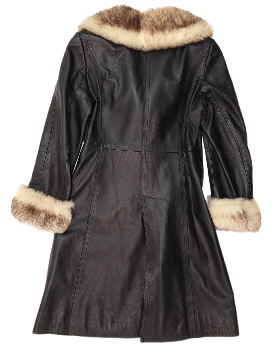 VINTAGE Abrigo de cuero para mujer Reino Unido 12 Medio Negro