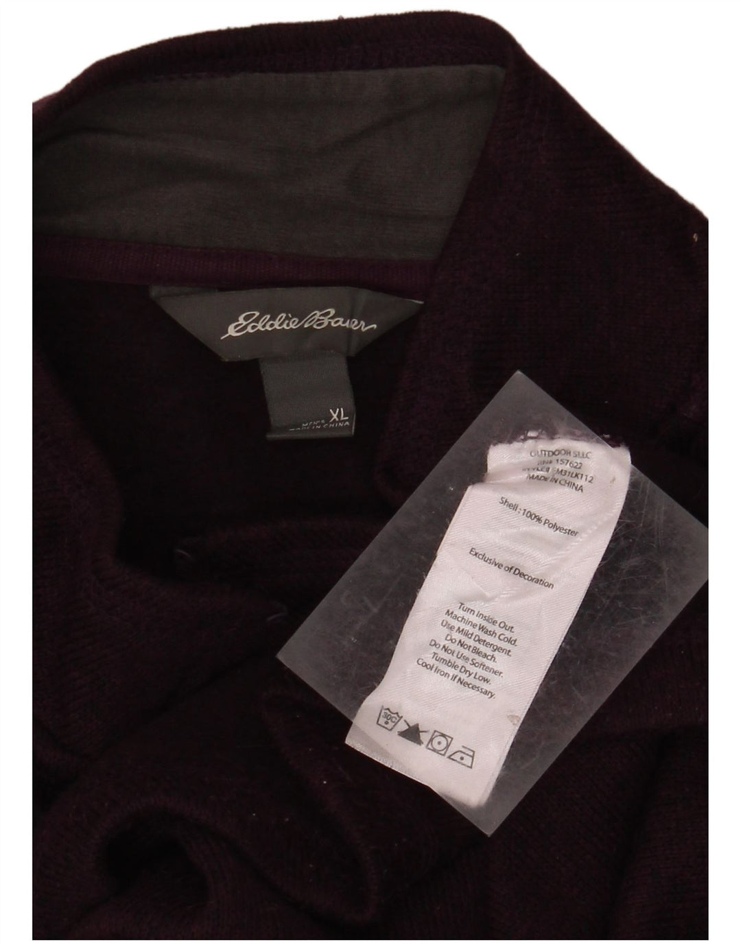 EDDIE BAUER Sudadera con cuello y cremallera para hombre Jersey XL Poliéster moteado morado