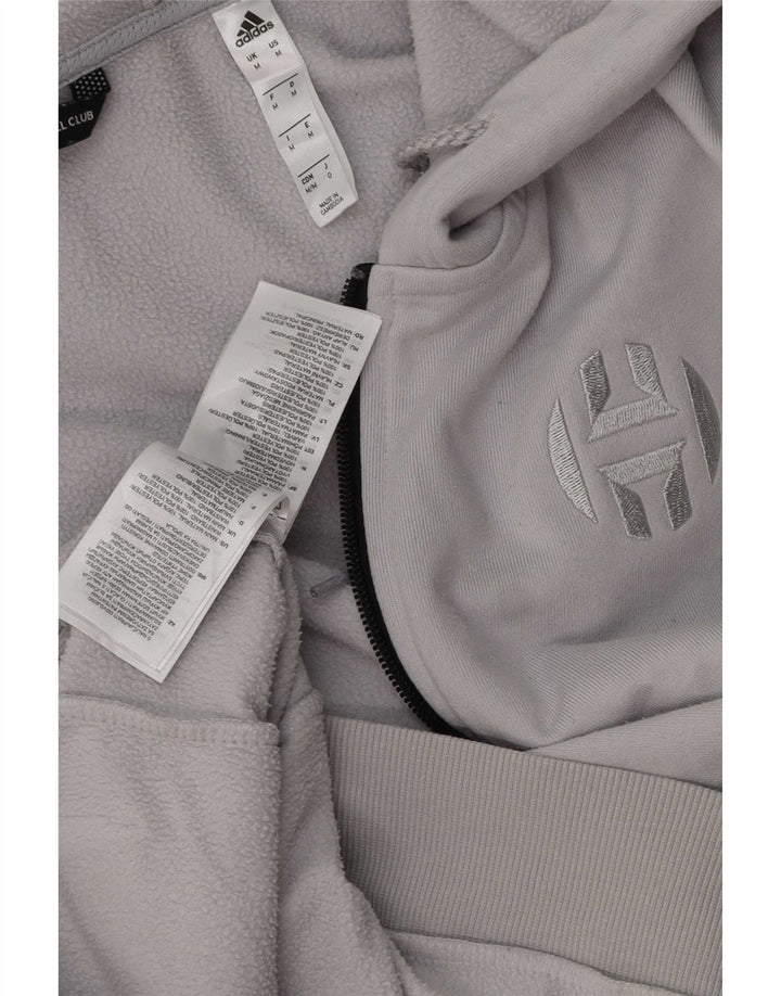Adidas Hombre Zip Sudadera Con Capucha Suéter Gris Medio Poliéster