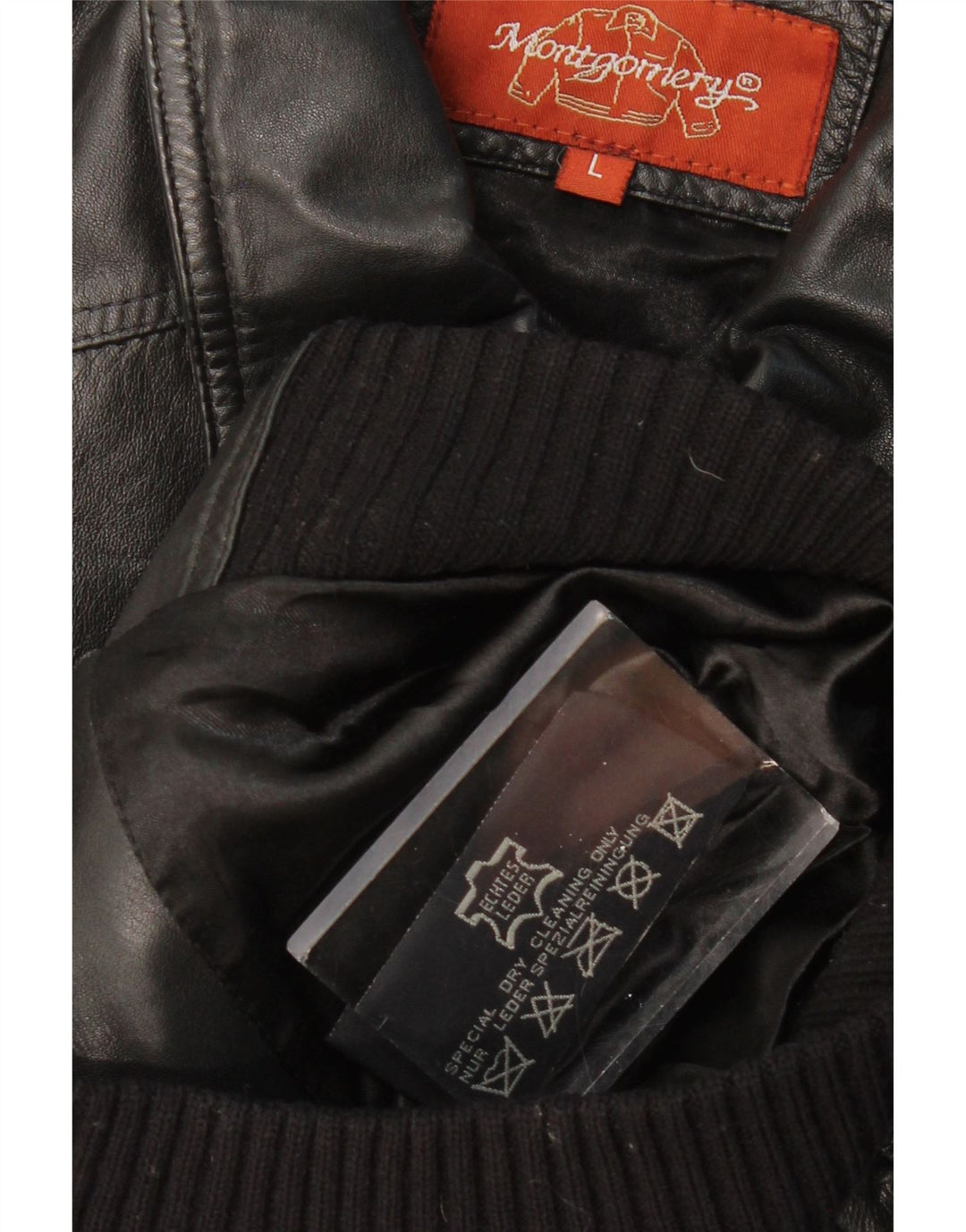 MONTGOMERY Chaqueta de cuero corta para mujer Reino Unido 14 Cuero negro grande