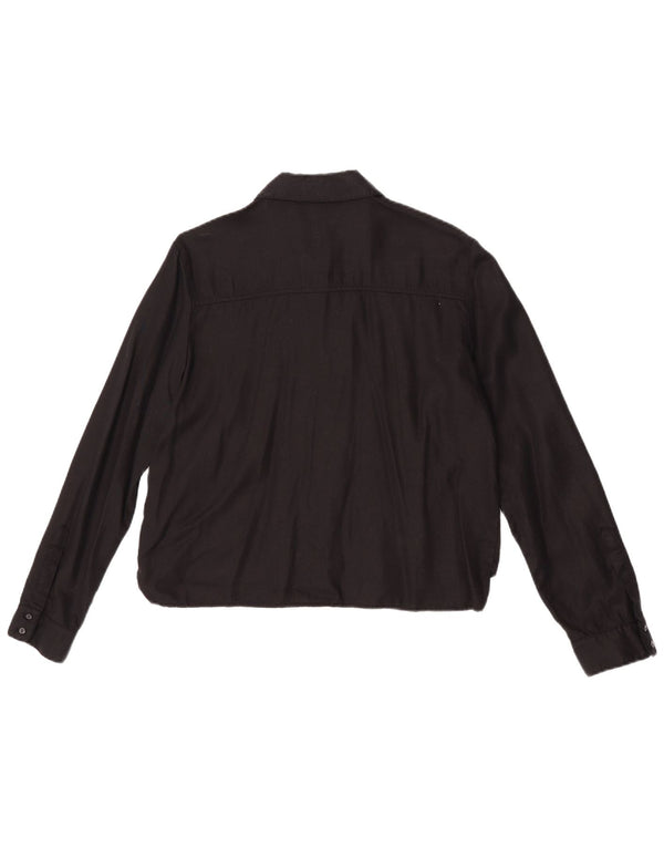 Zara Mujer Z1975 Blusa Camisa UK 44 Medium Black Lyocell