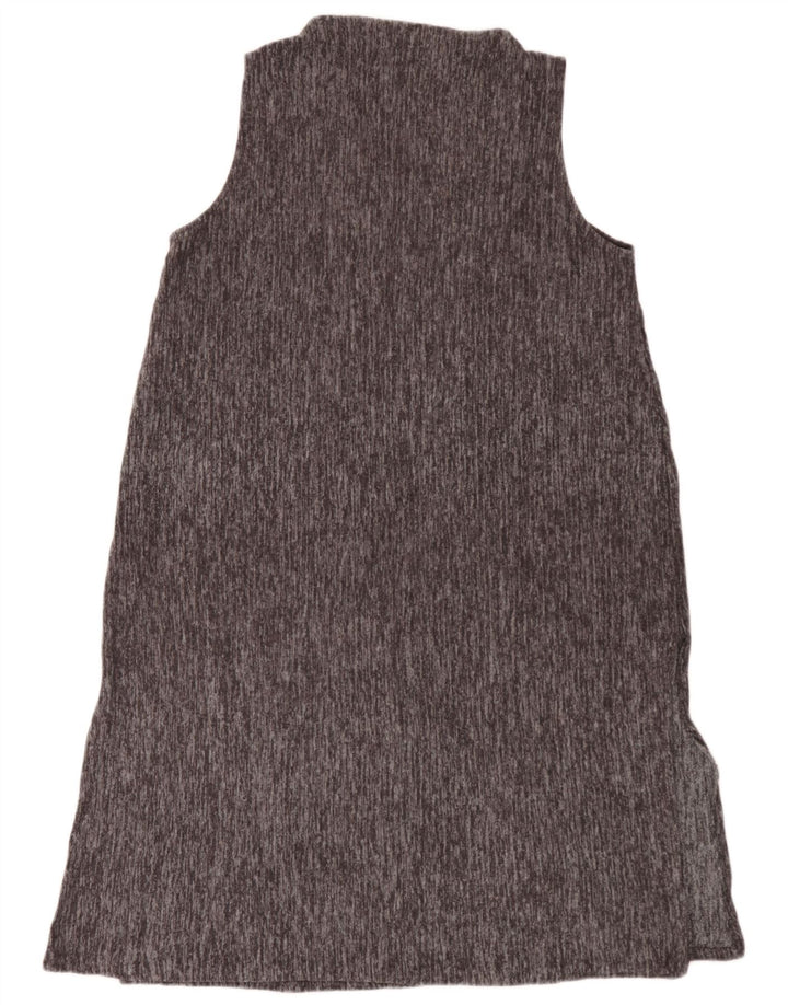 Zara Vestido básico sin mangas para mujer UK 46 Poliéster moteado gris grande