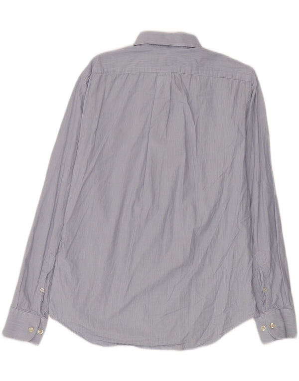 Marlboro Classics Camisa de corte regular para hombre de algodón a rayas azules grandes