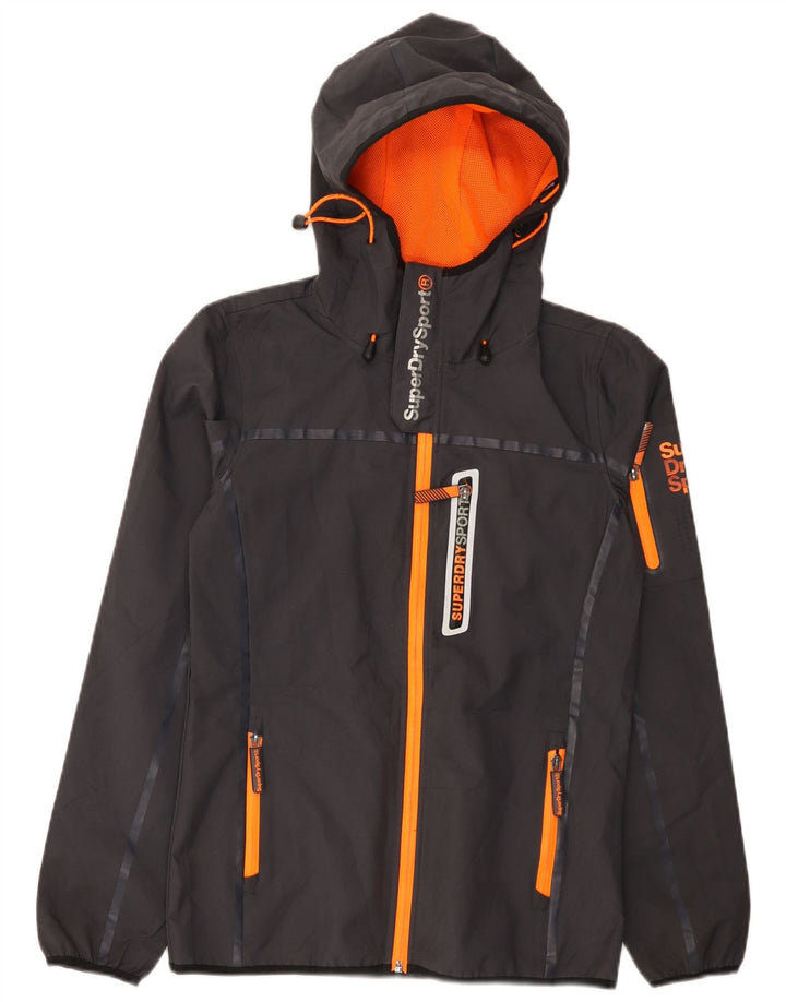 Superdry Chaqueta impermeable con capucha y gráfico para hombre ES 34 XS Poliéster gris
