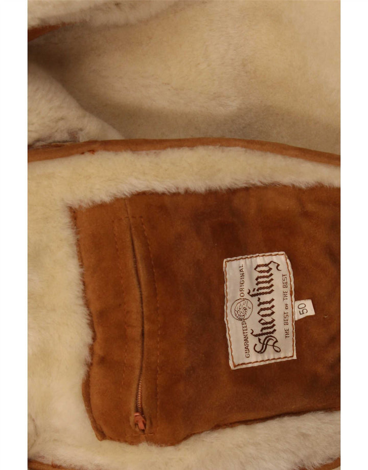Vintage hombres shearling abrigo IT 50 grande beige
