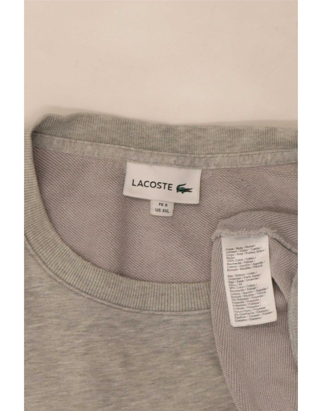 Lacoste - Sudadera para hombre, talla 8, 3XL, algodón moteado gris