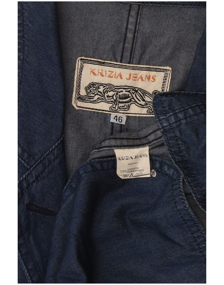 Krizia Jeans Chaqueta Blazer Vaquera De 1 Botón para Mujer IT 46 Grande Algodón Azul