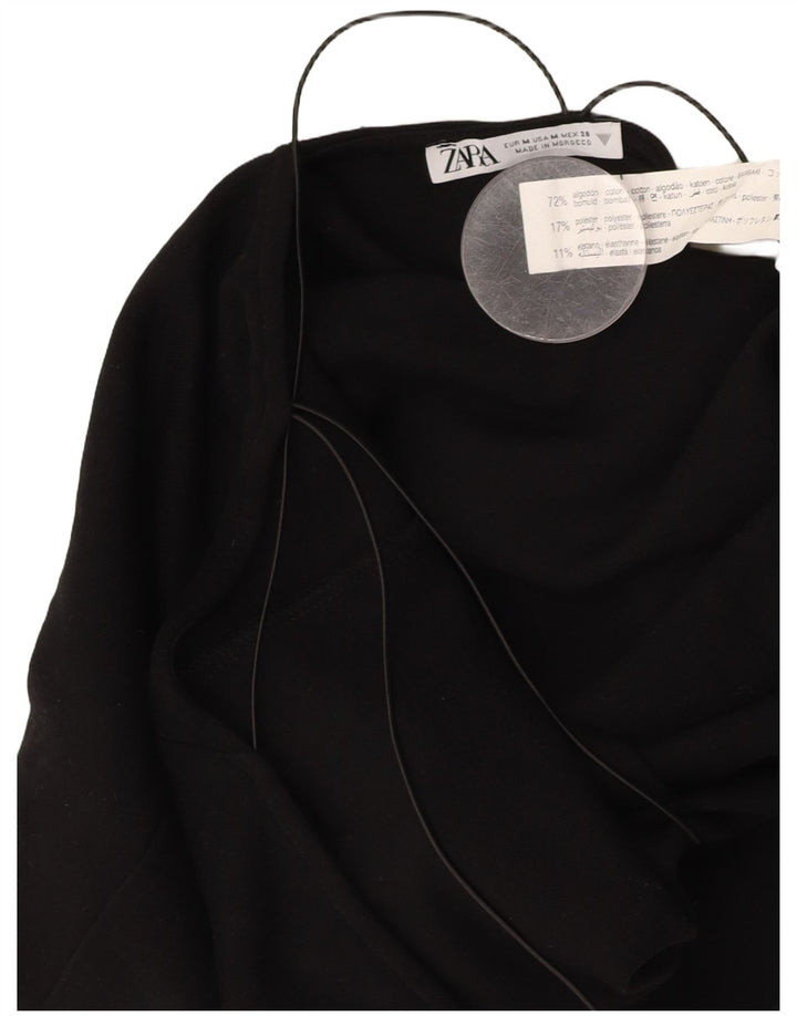 ZARA Mono corto sin mangas para mujer UK 44 Mediano Negro Algodón Moderno