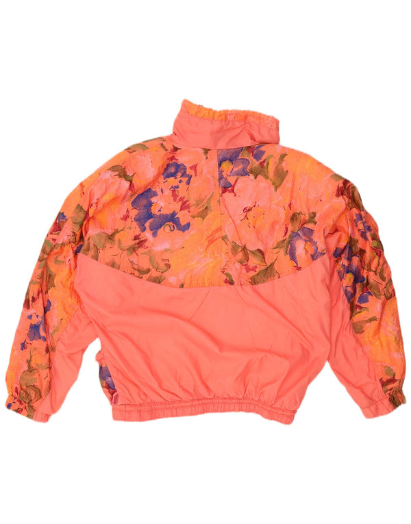 VINTAGE Chaqueta Anorak de gran tamaño para mujer IT 40 Poliamida floral naranja pequeña