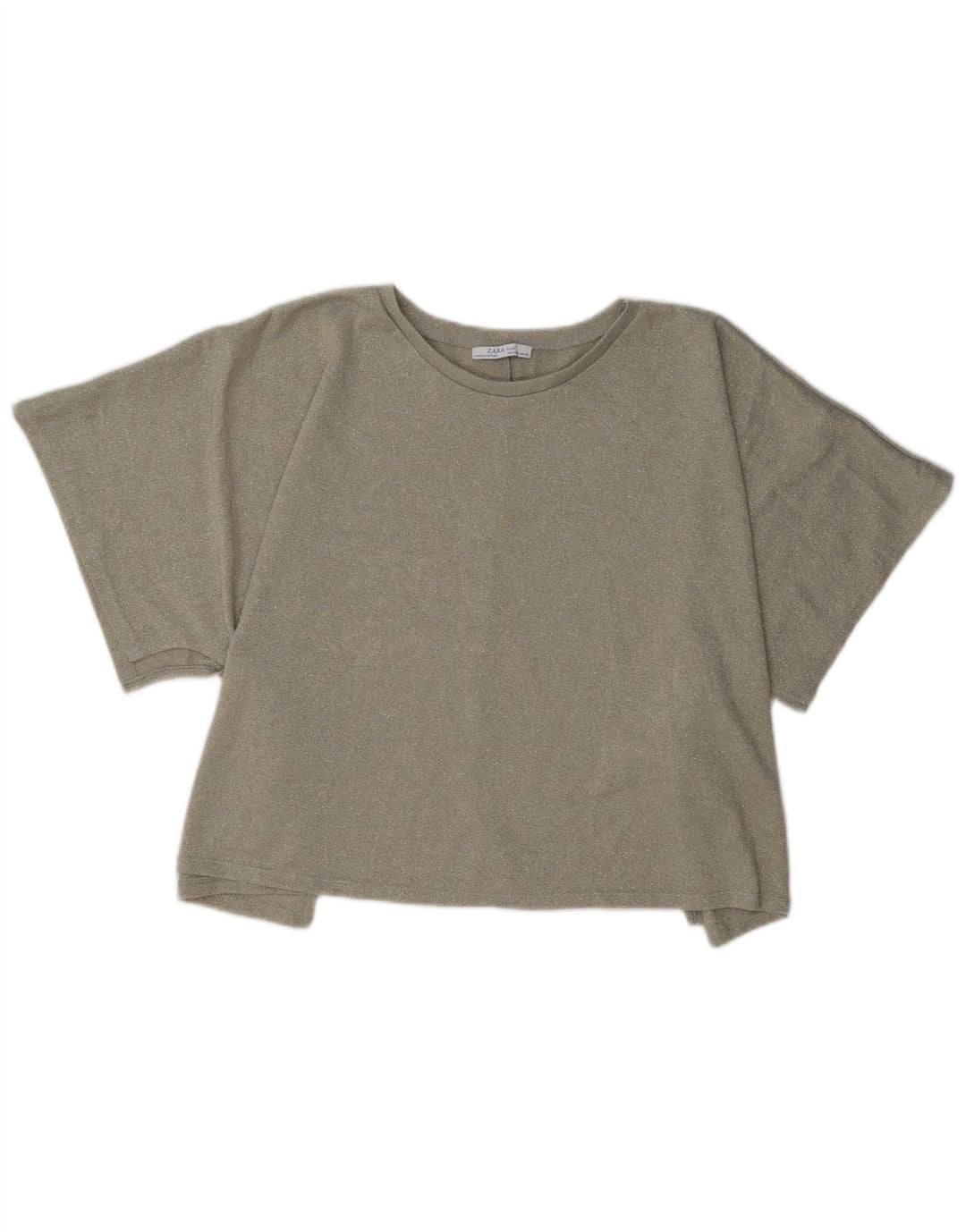Zara Blusa Corta Extragrande para Mujer UK 44 Medio Beige Moteado