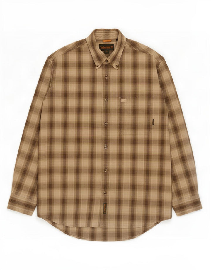 Timberland Camisa De Franela Para Hombre Algodón A Cuadros Caqui Medio