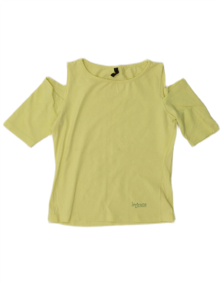 Lee Top corto con hombros descubiertos para mujer UK 42 Algodón amarillo mediano