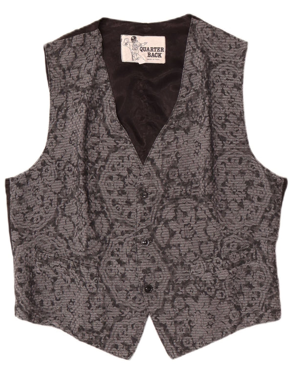 Chaleco vintage para hombre grande gris floral