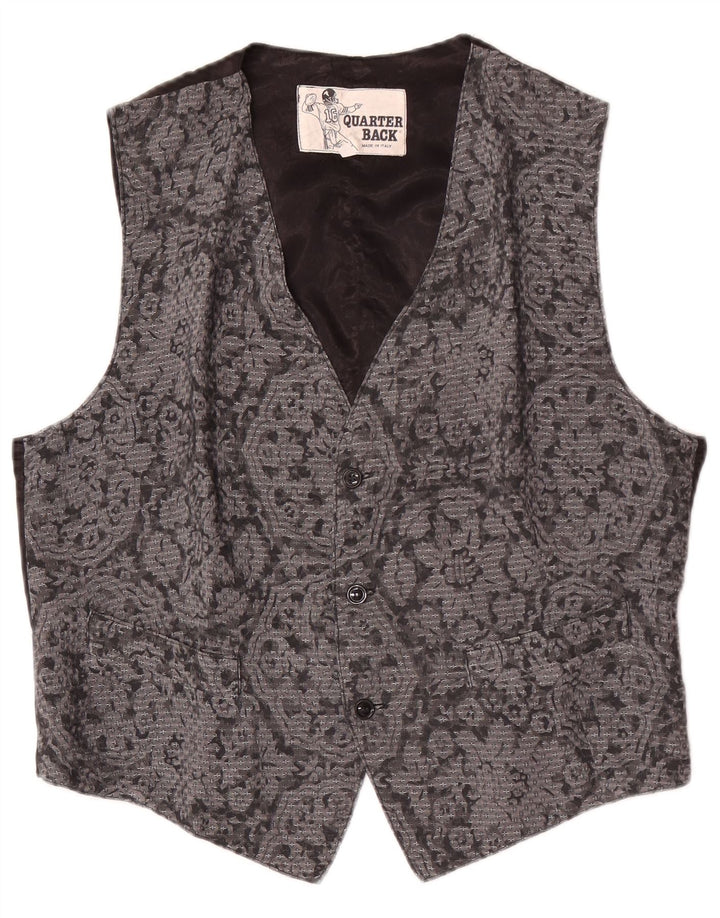 Chaleco vintage para hombre grande gris floral
