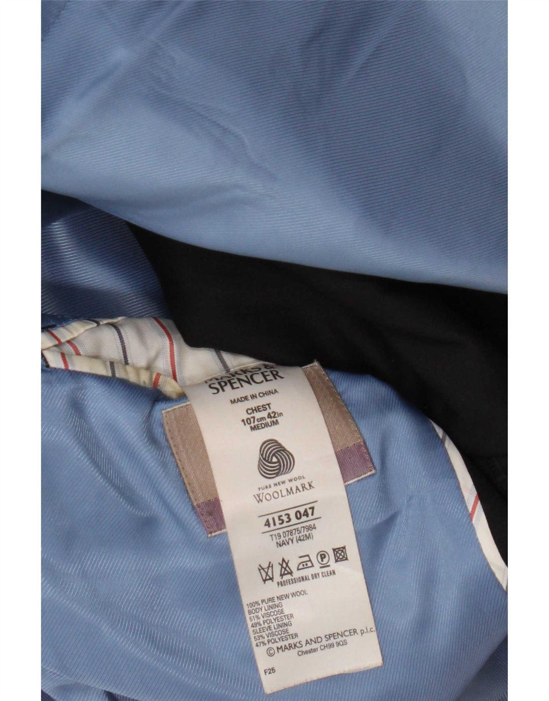 Marks & Spencer Chaqueta tipo blazer de 2 botones para hombre UK 42 Large Azul marino Lana virgen