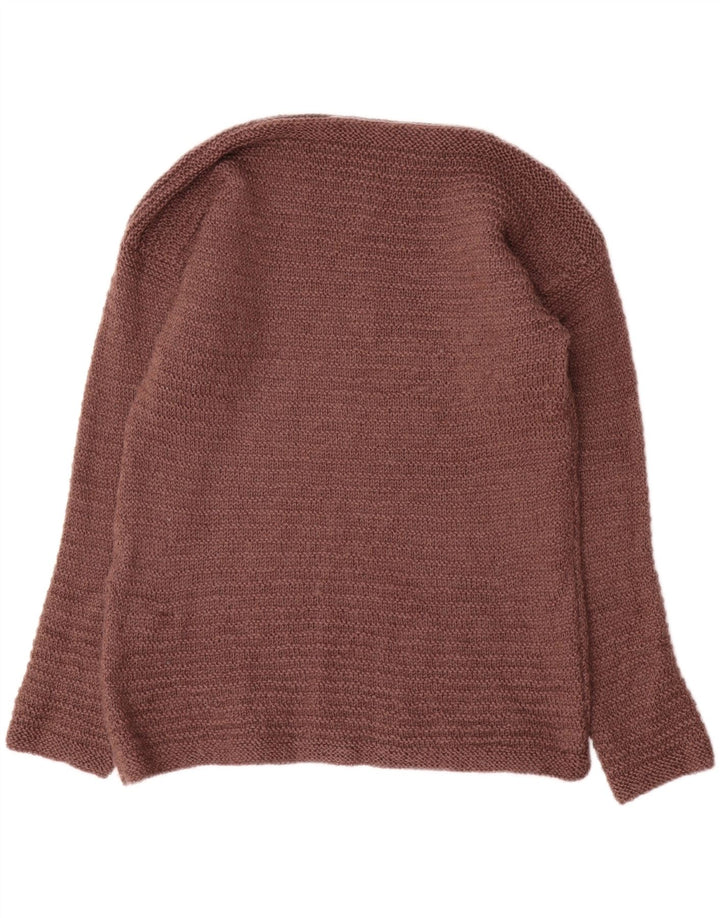 Vintage mujer barco cuello jersey suéter Reino Unido 14 marrón medio