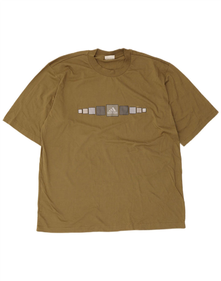 Adidas - Camiseta gráfica para hombre, talla grande, color caqui