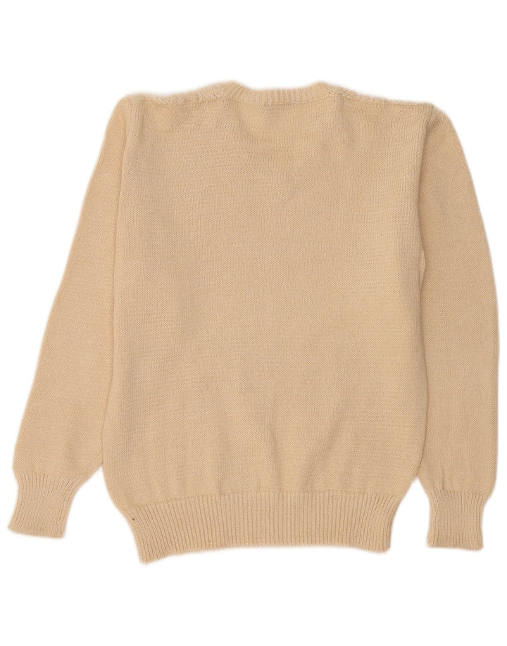Inis Meain Suéter con cuello en V para mujer UK 44 Medium Beige Argyle/Diamond