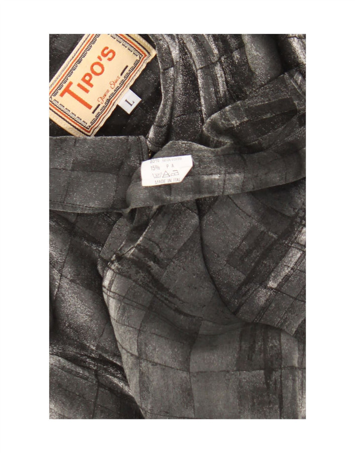 Camisa tipo' S para hombre de viscosa geométrica gris grande