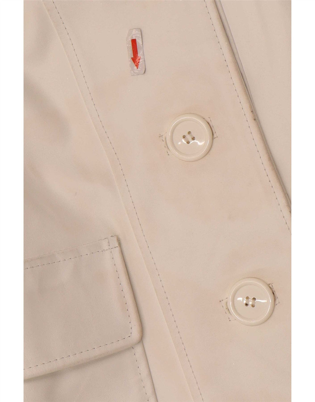 Vintage mujer 3 botones cuero Blazer chaqueta Reino Unido 10 pequeño blanco