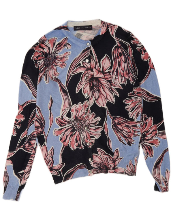 Marks & Spencer Cárdigan para Mujer UK 8 Small Azul Floral Viscosa