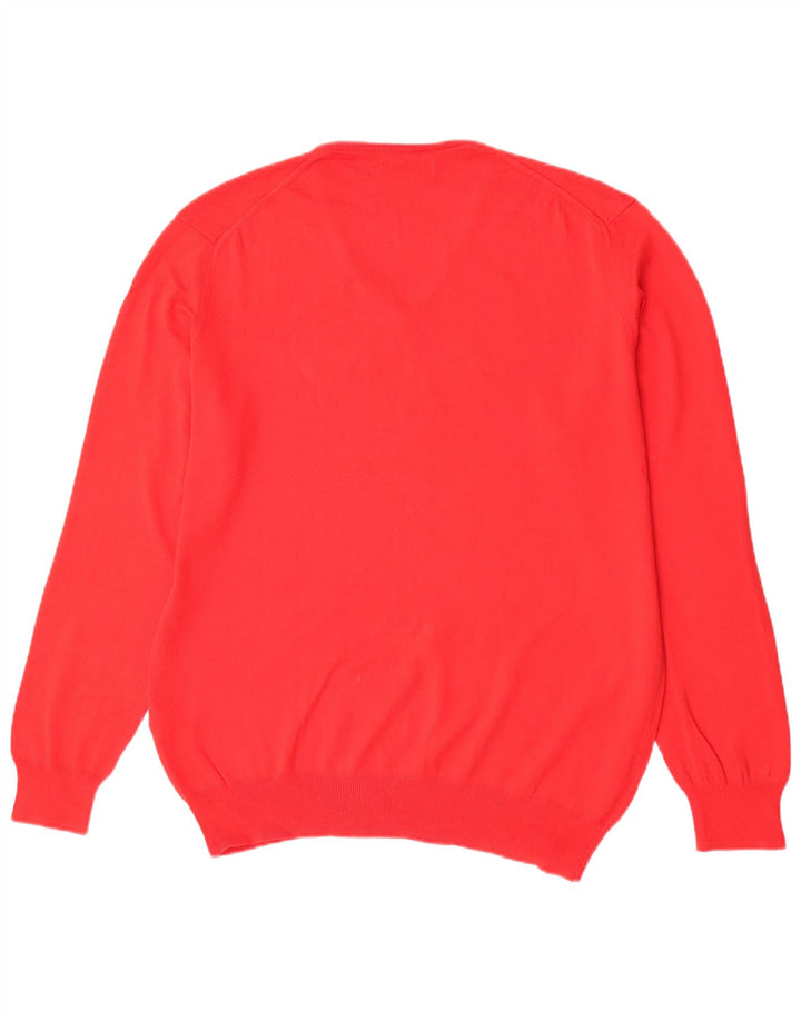 Zara Hombre Jersey Cuello Pico XL Rojo Algodón