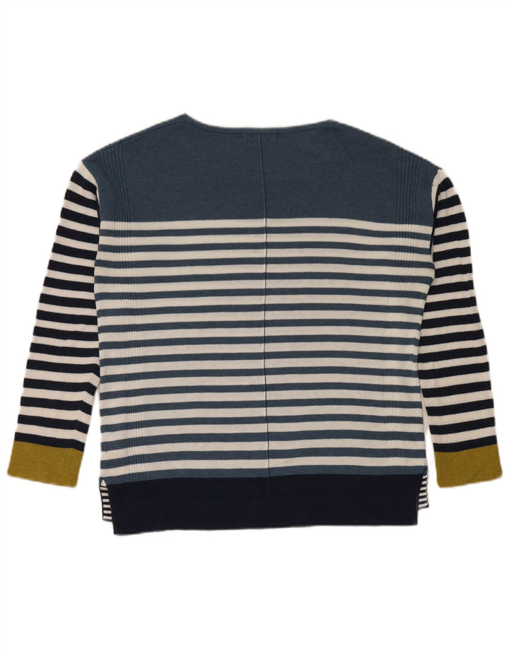 White Stuff Jersey con cuello barco para mujer, talla 40, talla pequeña, color azul a rayas