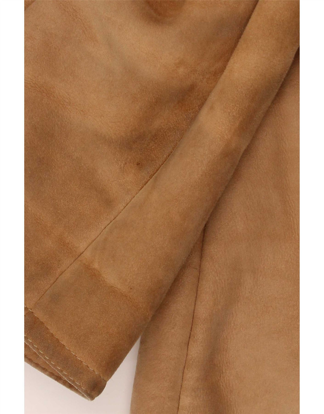 Vintage mujer con capucha chaqueta de piel de oveja Reino Unido 12 Beige medio
