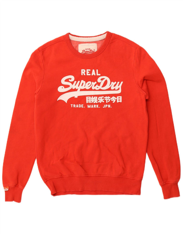 SUPERDRY Hombre Sudadera con gráfico tipo jersey de algodón rojo grande