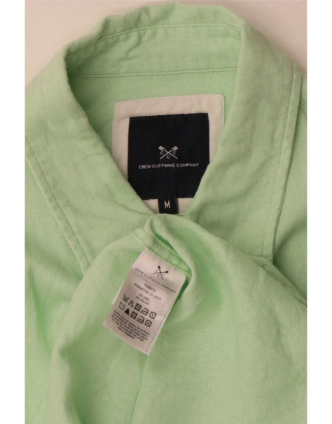 Crew Clothing Camisa Hombre Lino Verde Medio