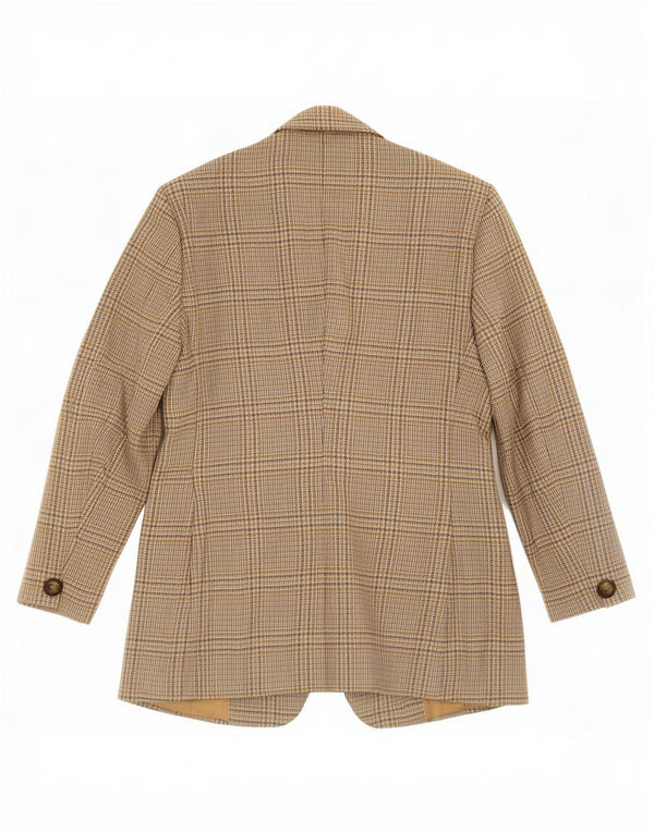 Benetton Chaqueta Americana De 2 Botones IT 46 Large De Lana De Pata De Gallo Beige