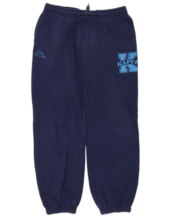 Kappa Hombre Pantalones De Chándal Gráfico Joggers Large Azul Marino Algodón