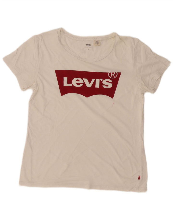 LEVI'S Camiseta gráfica para mujer Top UK 12 Medium Off White