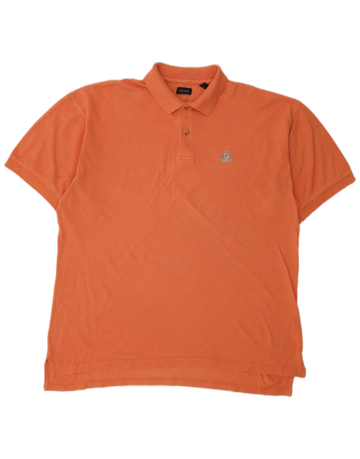 IZOD Polo para hombre grande de algodón naranja