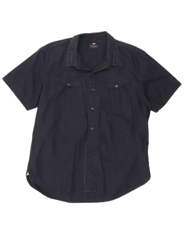 Paul Smith Camisa de manga corta para hombre 2XL Algodón azul marino
